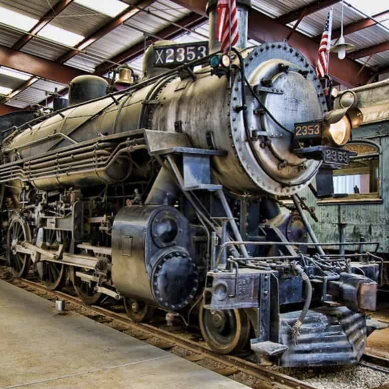 Restored steam locomotive at the Pacific Southwest Railway Museum